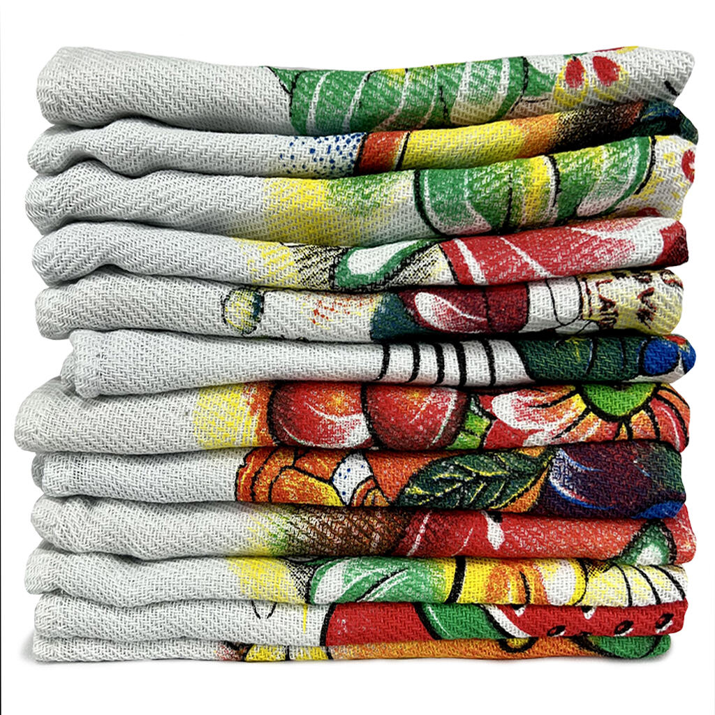 Kit 10 panos de prato estampados 100% algodão