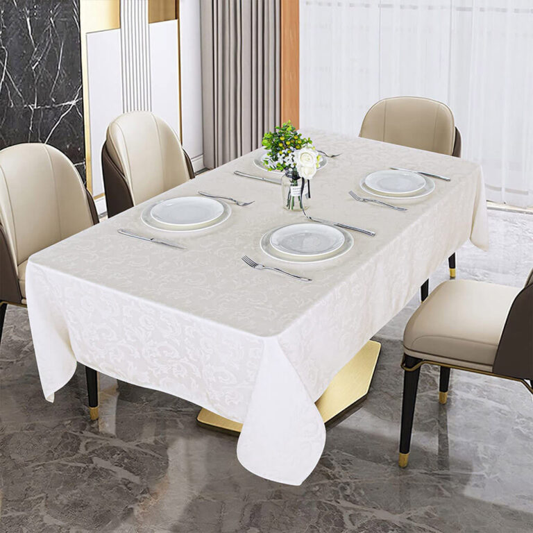 Toalha de mesa jacquard 6 cadeiras marfim