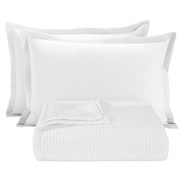 Kit Cobre Leito Colcha Queen 3 Peças Requinte Piquet Branco