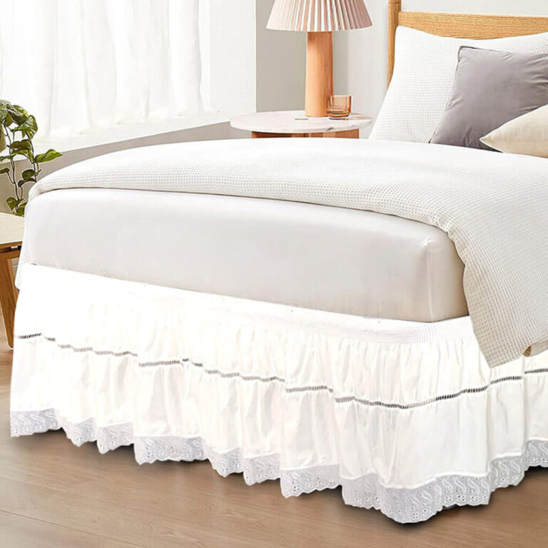 Saia para Cama Box Casal Ponto Palito Branco